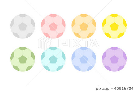 サッカーボール 薄い色の素材セットのイラスト素材 40916704 Pixta