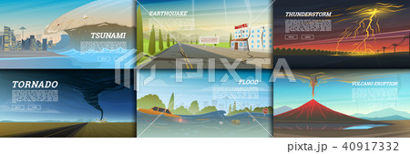 Set of natural disaster or cataclysms. Catastrophe and crisis Background. Realistic Tornado or storm 40917332