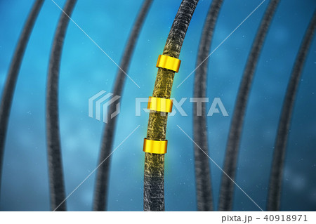 3D Rendering hair keratin strengthening, hair care. Treatment and care of hair. Hair with under 40918971