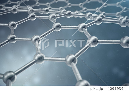 3D rendering abstract nanotechnology hexagonal geometric form close-up. Graphene atomic structure 40919344