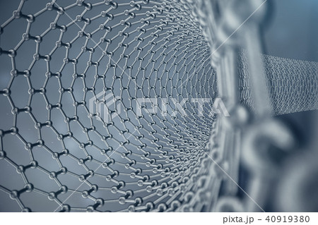 3d rendering structure of the graphene tube, abstract nanotechnology hexagonal geometric form close 40919380
