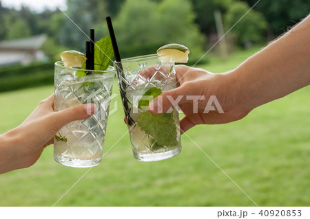 two glasses of mojito cheers two glasses of mojito cheers 40920853