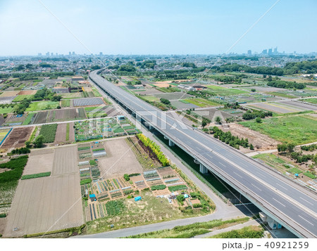 空撮　見沼田んぼ　新見沼大橋有料道路 40921259
