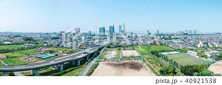 空撮パノラマ　さいたま新都心と見沼田んぼ 40921538