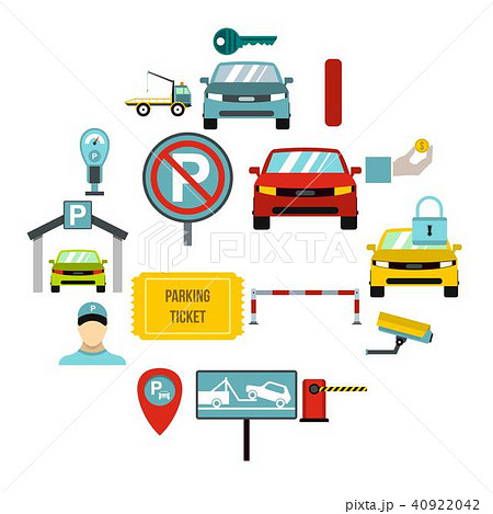 Parking icons set, flat style Parking icons set, flat style 40922042