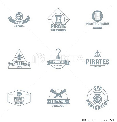 Pirate logo set, simple style 40922154