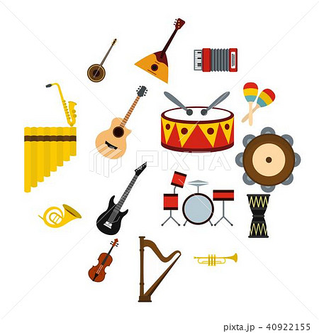 Musical instruments icons set, flat style 40922155