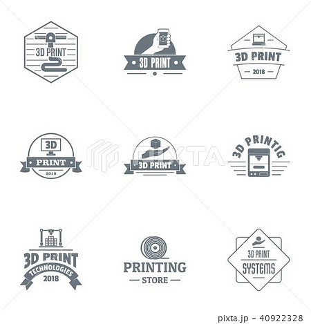 Print logo set, simple style Print logo set, simple style 40922328