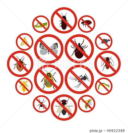 No insect sign icons set, flat style 40922389