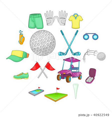 Golf icons set, cartoon style 40922549