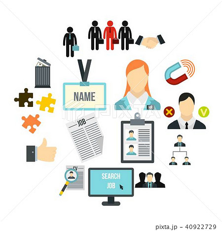 Human resource management icons set, flat style 40922729