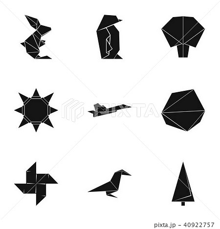 Origami figurine icons set, simple style 40922757
