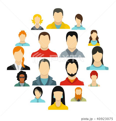 Avatars icons set, flat style 40923075