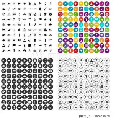 100 exotic animals icons set vector variant 40923076