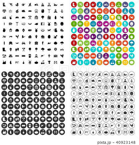 100 farm icons set vector variant 40923148