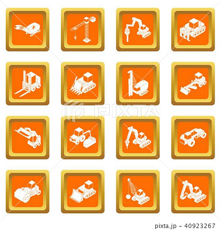 Building materials icons set orange square vector Building materials icons set orange square vector 40923267