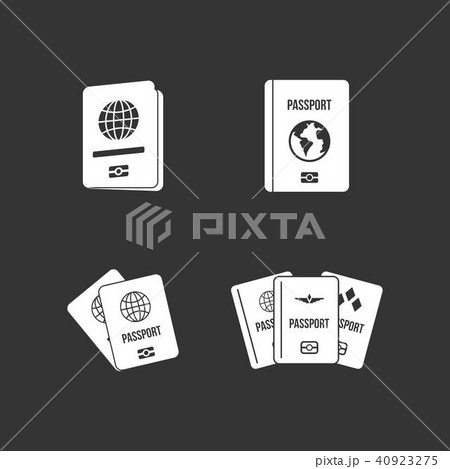 Passport icon set grey vector 40923275