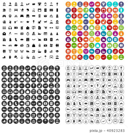 100 family icons set vector variant 40923283