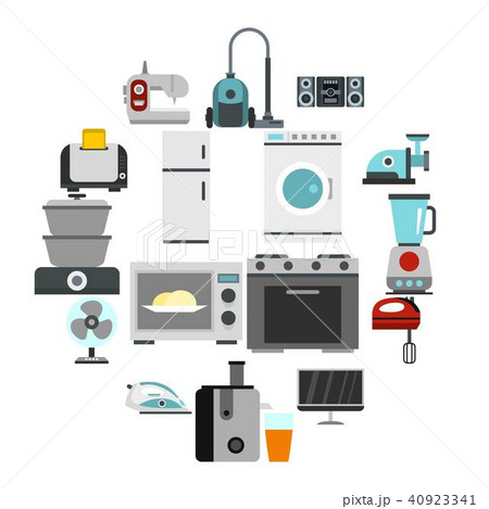 Household appliance icons set, flat style Household appliance icons set, flat style 40923341