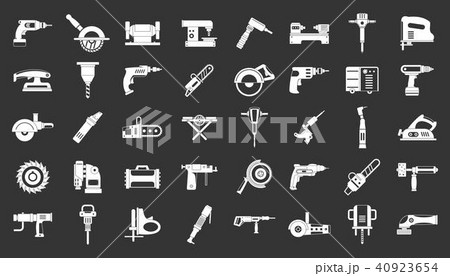 Electric tools icon set grey vector 40923654