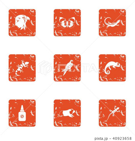Small animal icons set, grunge style 40923658
