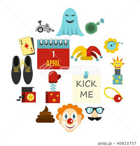 April fools day icons set, flat style April fools day icons set, flat style 40923757
