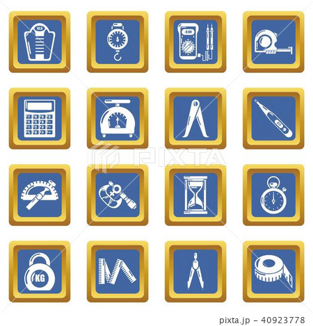 Measure precision icons set blue square vector 40923778