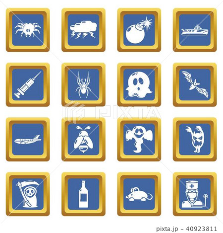Fears phobias icons set blue square vector Fears phobias icons set blue square vector 40923811