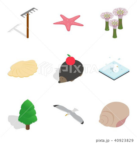 Wildlife preservation icons set, isometric style 40923829