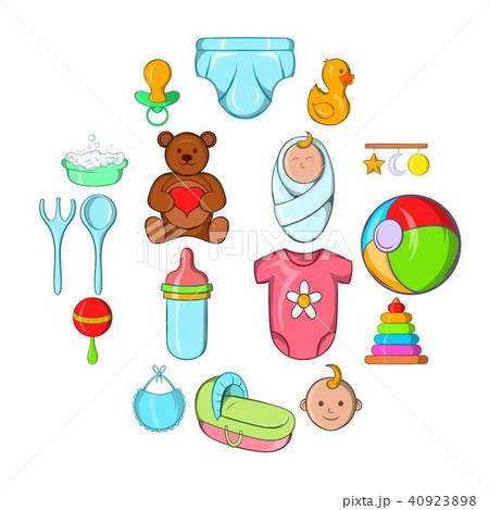 Baby icons set, cartoon style Baby icons set, cartoon style 40923898