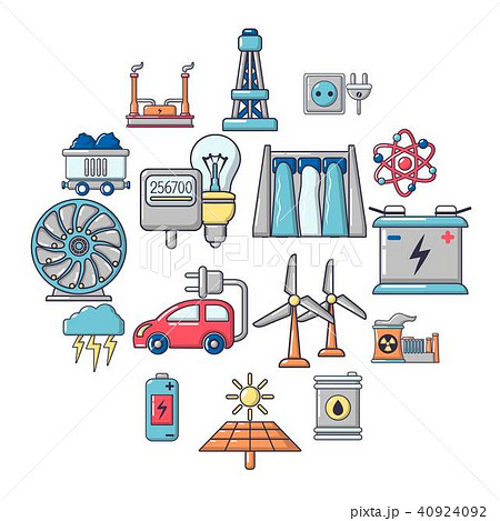 Energy sources icons set, cartoon style Energy sources icons set, cartoon style 40924092