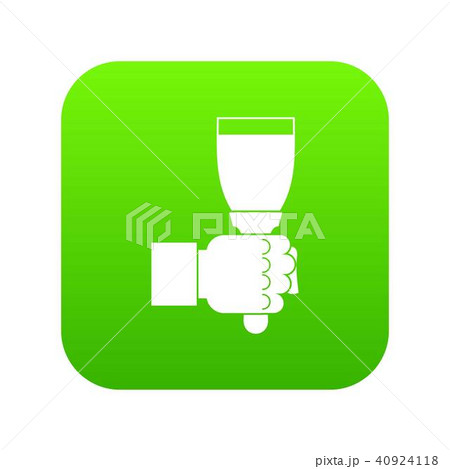 Hand hjlding paint brush icon digital green 40924118