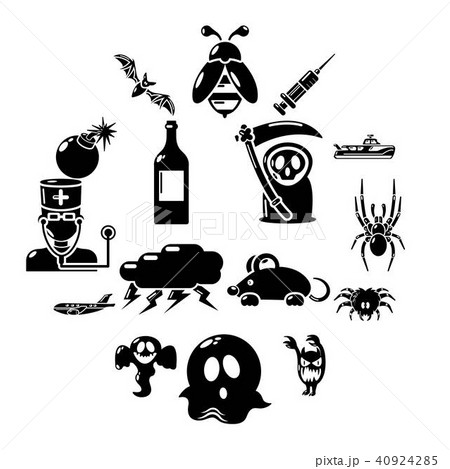 Fears phobias icons set, simple style Fears phobias icons set, simple style 40924285