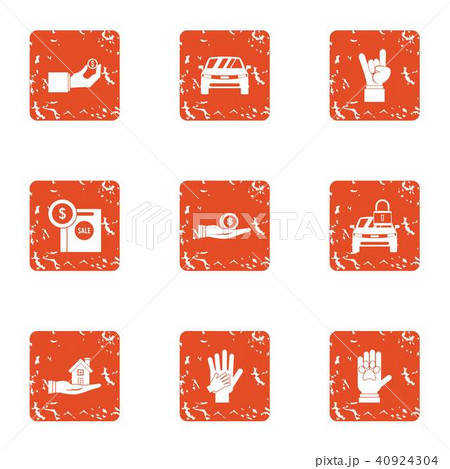 Indoor icons set, grunge style 40924304