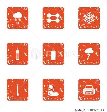 Fitness recreation icons set, grunge style 40924311