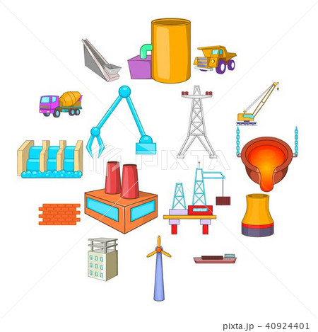 Industry icons set, cartoon style Industry icons set, cartoon style 40924401