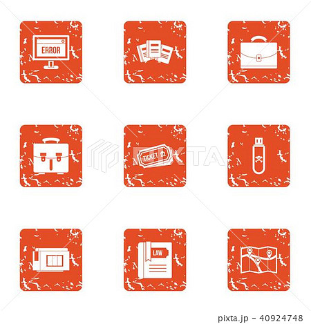 Wrong way icons set, grunge style 40924748