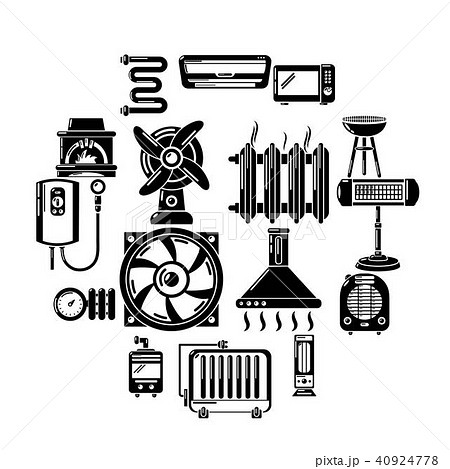 Heat Cool Air Flow Tools Icons Set Simple Styleのイラスト素材