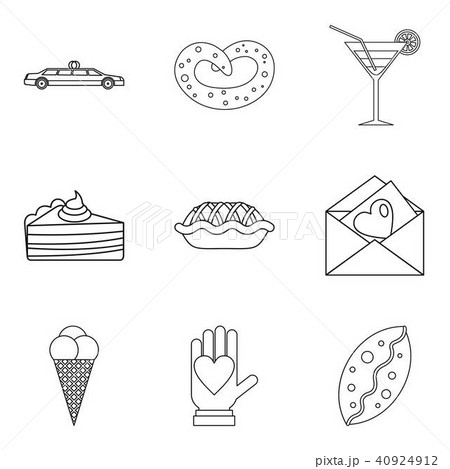Falling in love icons set, outline style 40924912