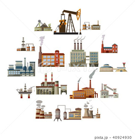Factory icons set, cartoon style 40924930