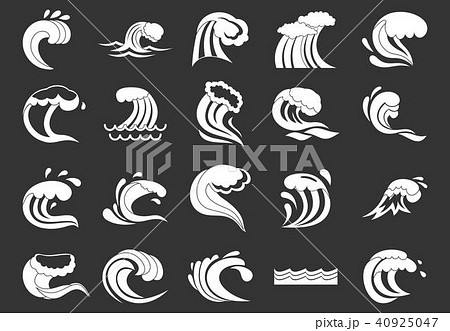 Wave icon set grey vector 40925047