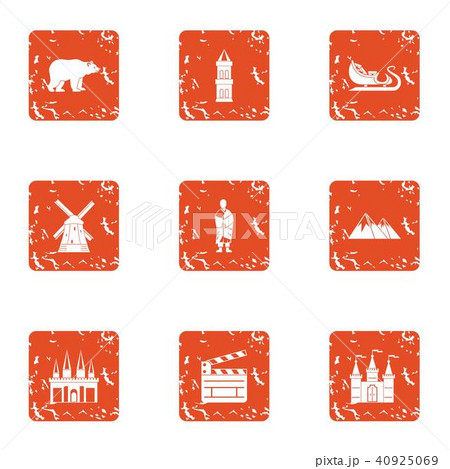 Film decoration icons set, grunge style Film decoration icons set, grunge style 40925069
