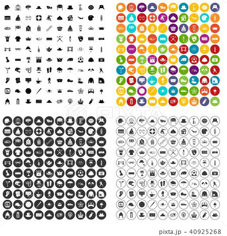 100 hat icons set vector variant 40925268