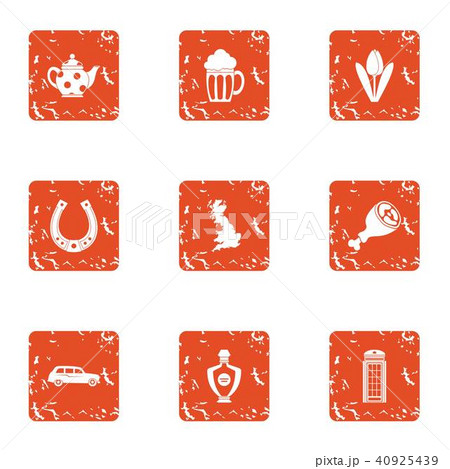 Convivial icons set, grunge style 40925439