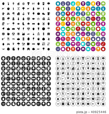 100 health food icons set vector variant 40925446