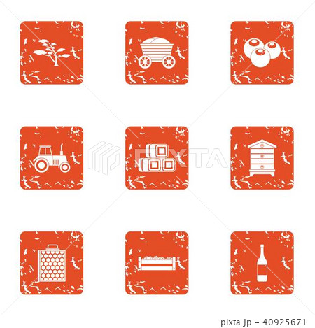 Large garden icons set, grunge style Large garden icons set, grunge style 40925671