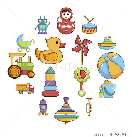 Kids toys icons set, cartoon style 40925910
