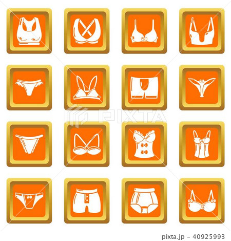 Underwear types icons set orange square vector 40925993