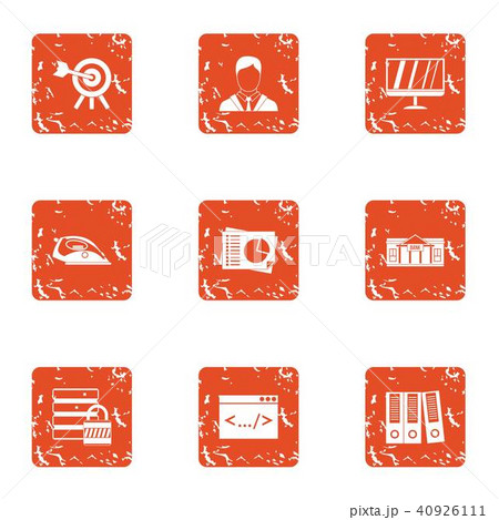 Date information icons set, grunge style 40926111