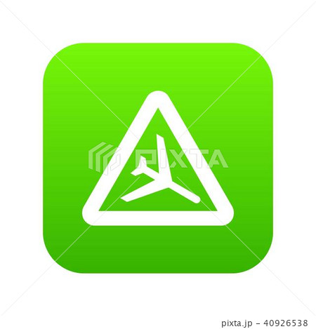 Warning sign of low flying aircraft icon digital green 40926538